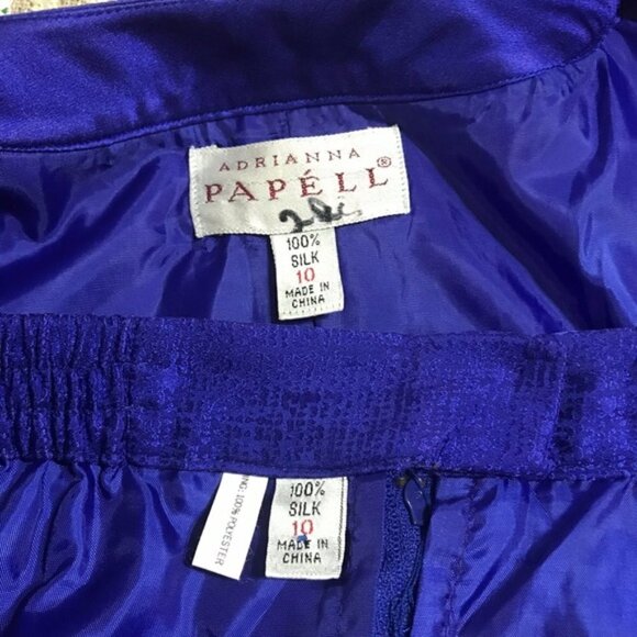 Adrianna Papell Purple Silk Skirt Suit Size 10 - Picture 8 of 8